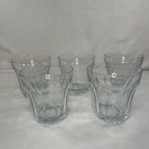 Pasabahce Palaks Clear Glass Tumblers Set of 5 Paneled Juice Water Glasses
